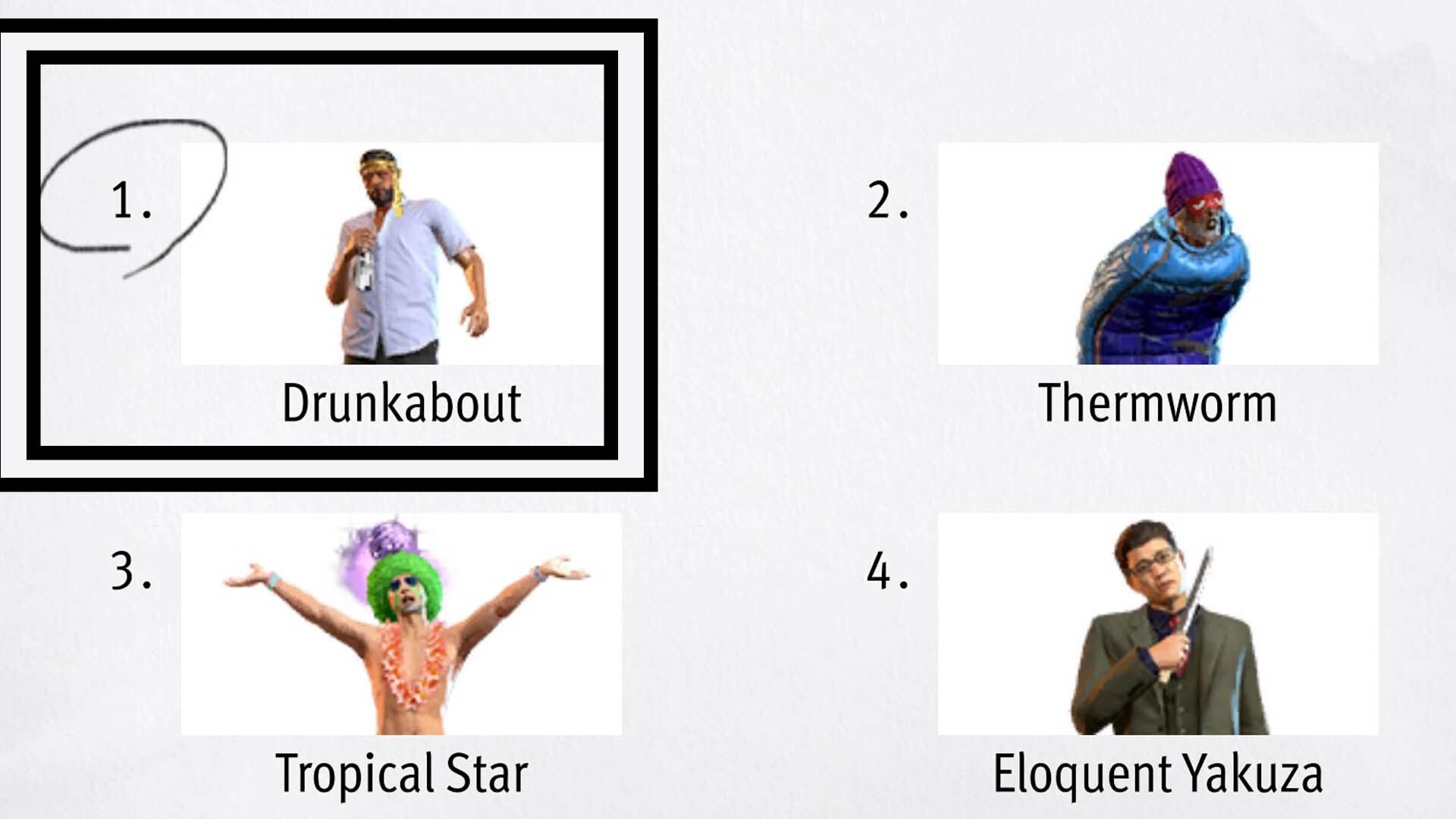 Like a Dragon Infinite Wealth, a photo of the Drunkabout Sujimon has been circled in the top left corner.