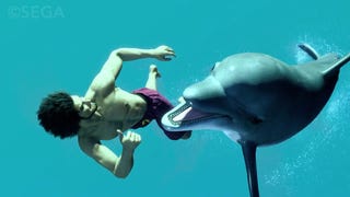 Ichiban swims with a dolphin in Like A Dragon: Infinite Wealth