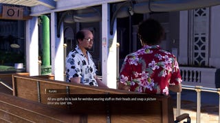 An old man speaks to Kiryu on a trolley in Like A Dragon: Infinite Wealth