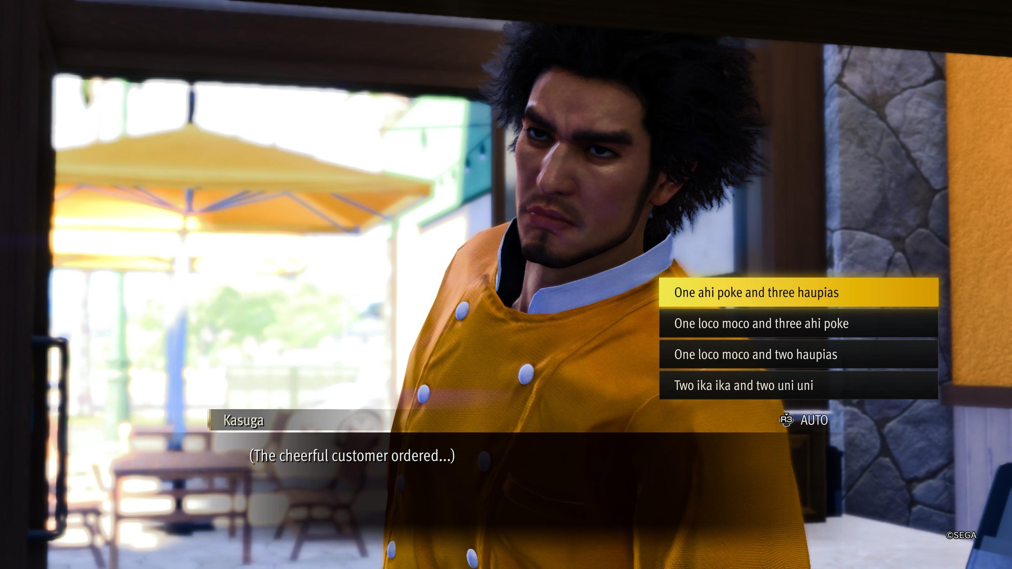 Ichiban Kasuga relaying a customer's order in the Wait for Me substory in Like A Dragon: Infinite Wealth - 1