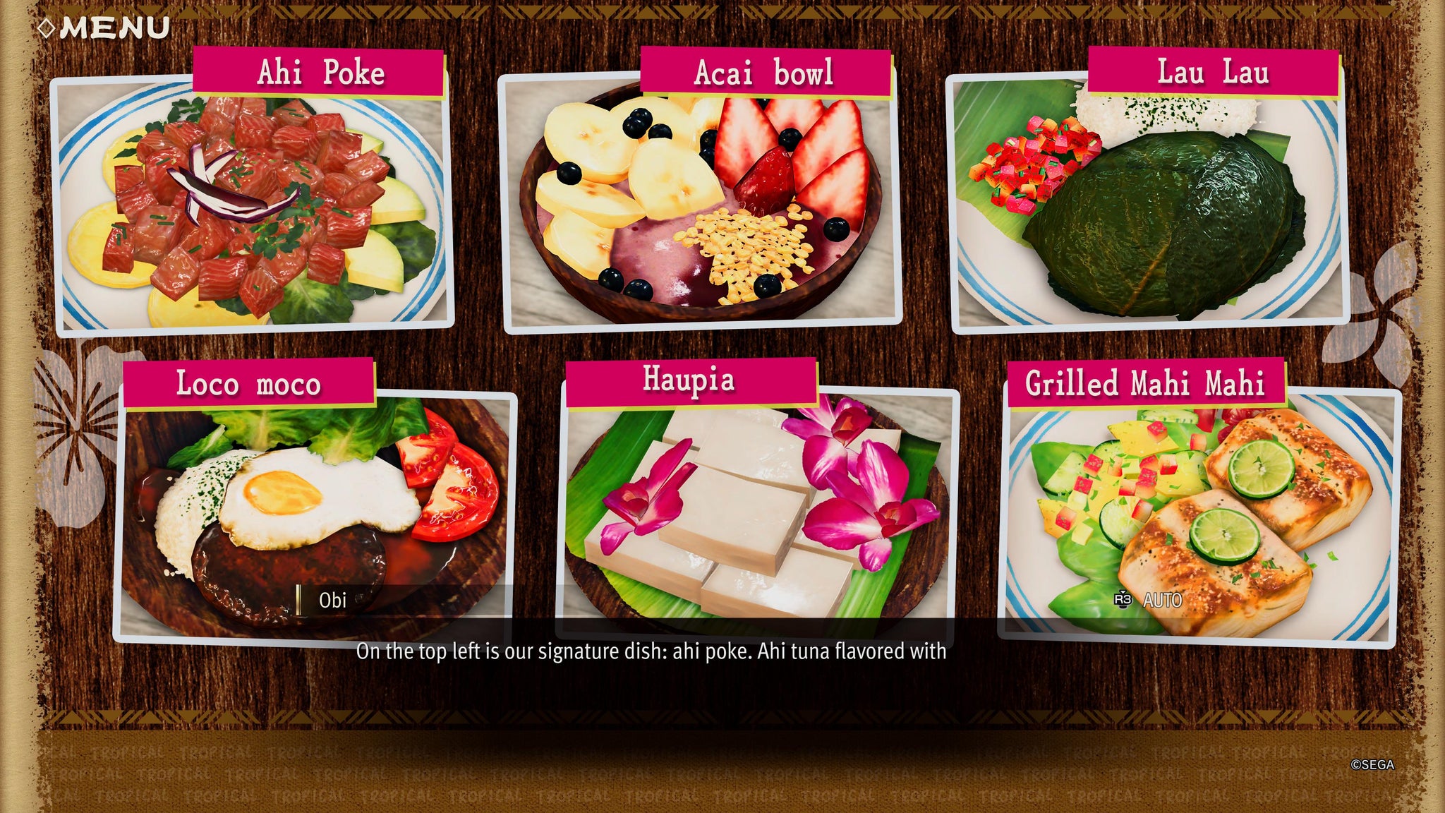 The full menu of the restaurant where Ichiban Kasuga waits tables during the Wait for Me substory in Like A Dragon: Infinite Wealth - 3