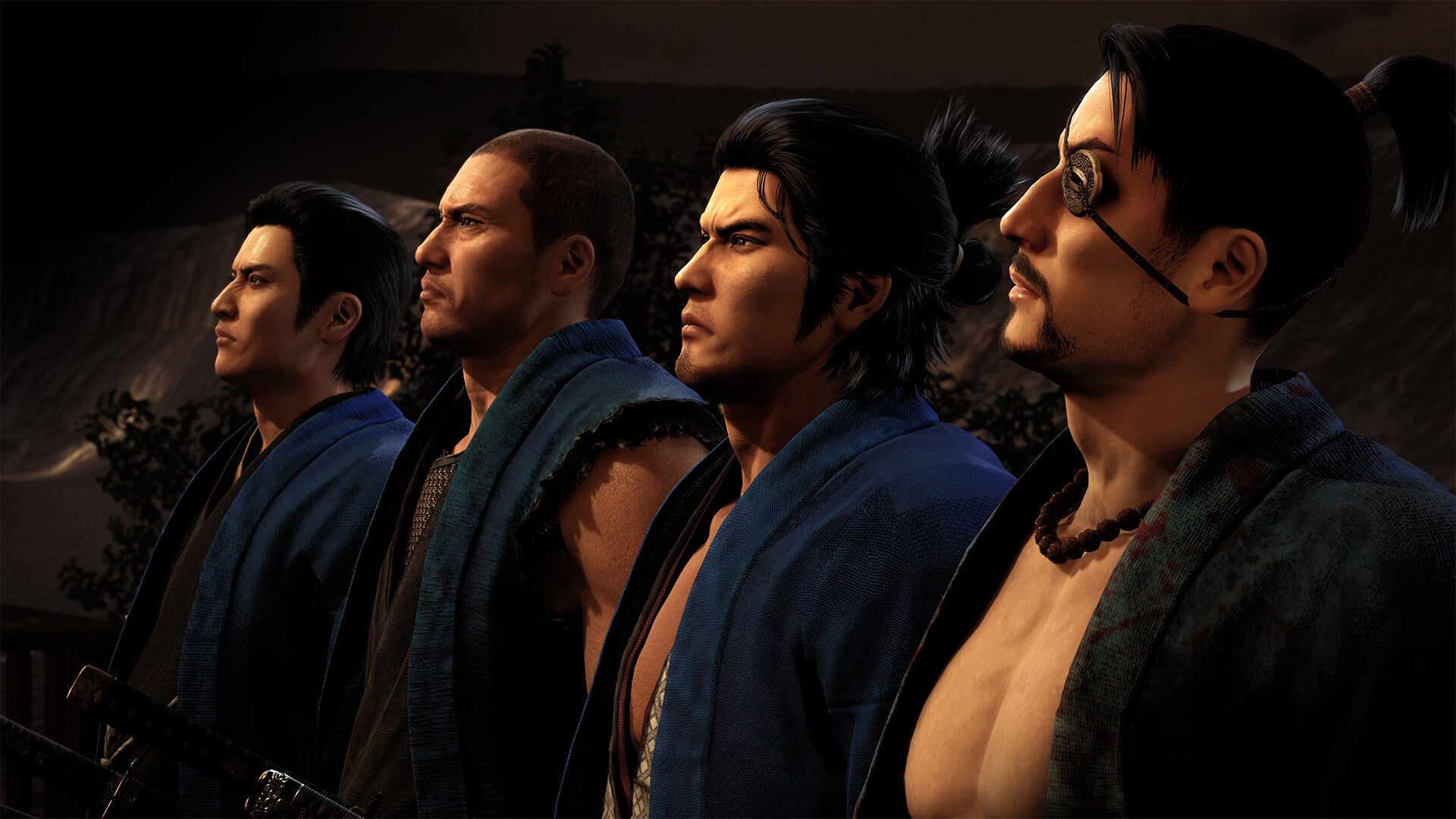 Sakamoto Ryoma and several of his chums in Like a Dragon: Ishin. - 1