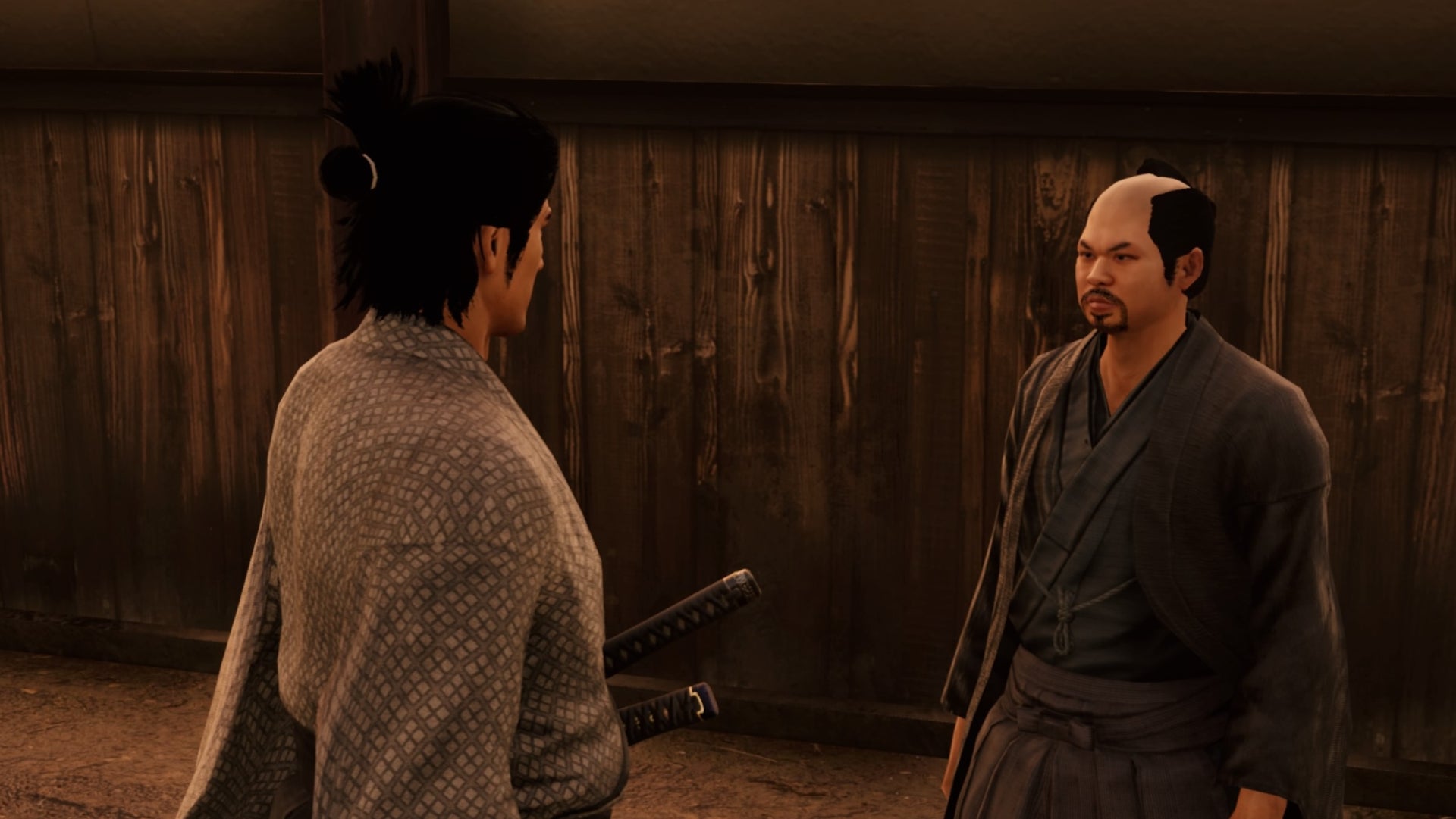 Like a Dragon Ishin, Ryoma is speaking to Doshin