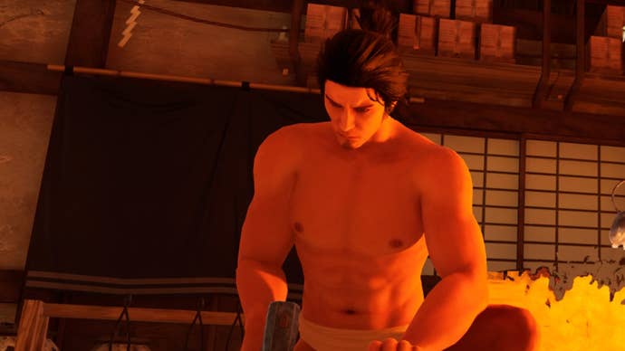 Like a Dragon Ishin, Ryoma is using the blacksmith forge