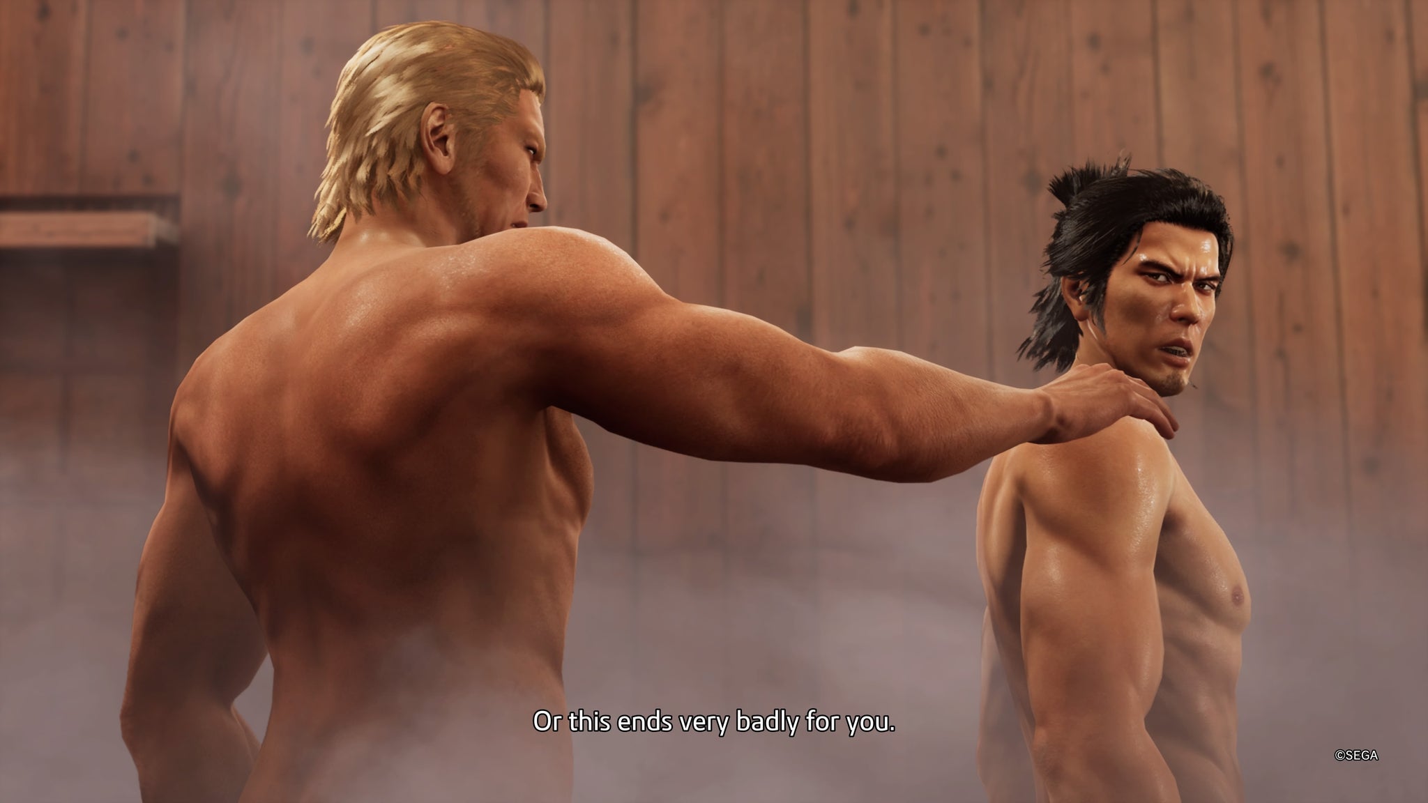 Screenshot from Like a Dragon: Ishin in bathhouse - 4