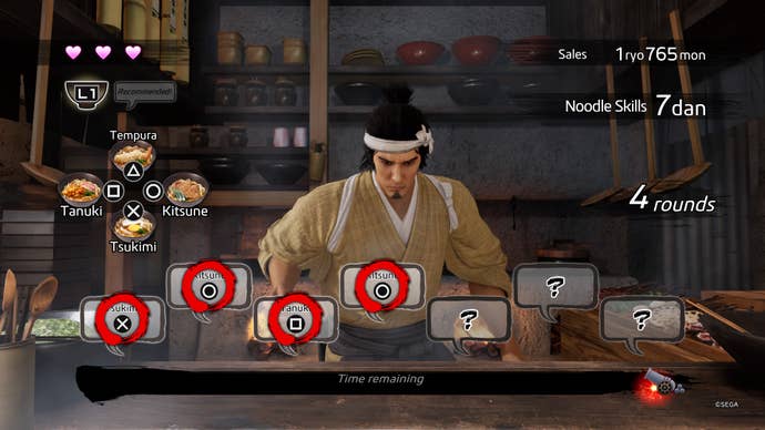 Screenshot from minigame from Like a Dragon: Ishin