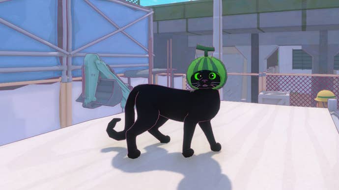 The cat in Little Kitty, Big City wearing a melon hat (it is unflattering)