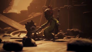 Alone helps up Low in a screenshot from the trailer of Little Nightmares 3