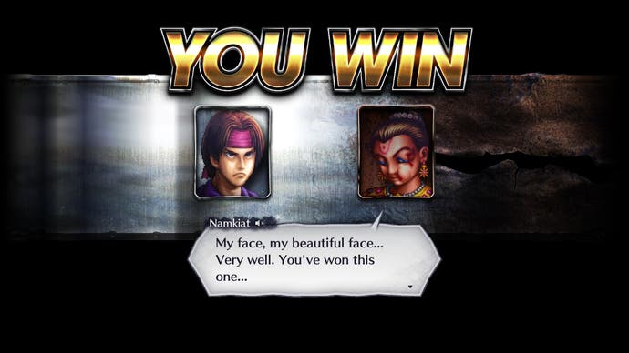 Live a Live review - a 'You Win' screen, in the style of old fighting games
