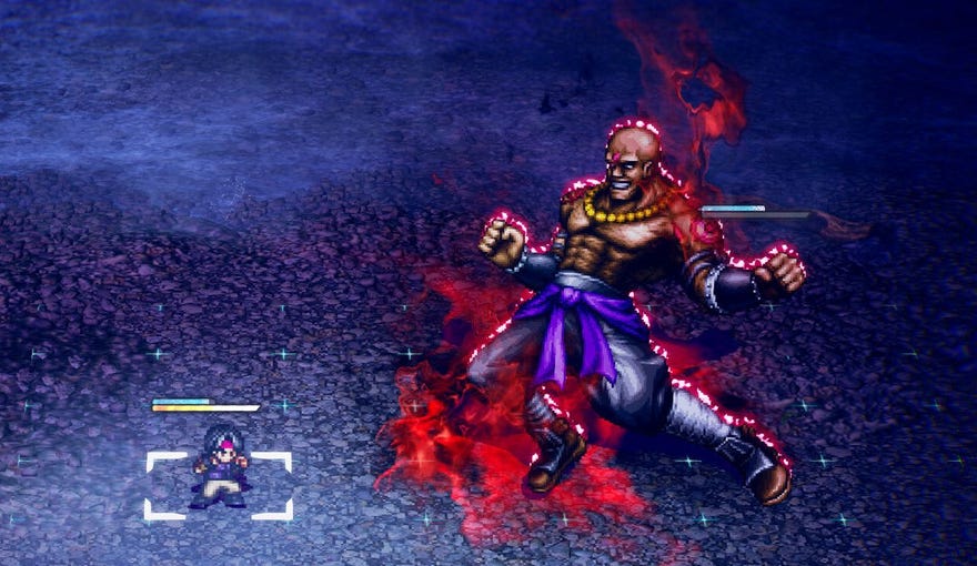 A battle between opponents of mismatched size in JRPG Live A Live.