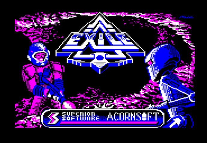 Exile's loading screen showing the logo and two astronauts