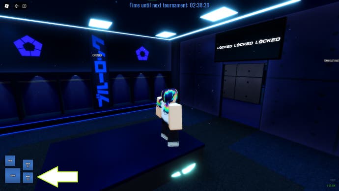 A screenshot from Locked in Roblox showing the game's menu button.