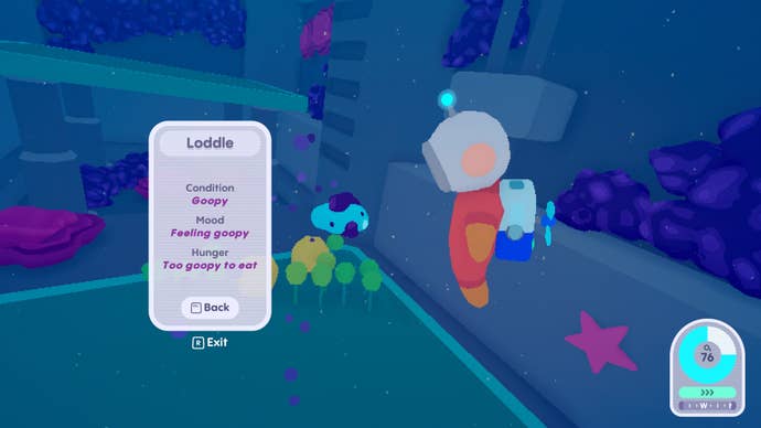 A diver checks on a gooped up loddle in Loddlenaut