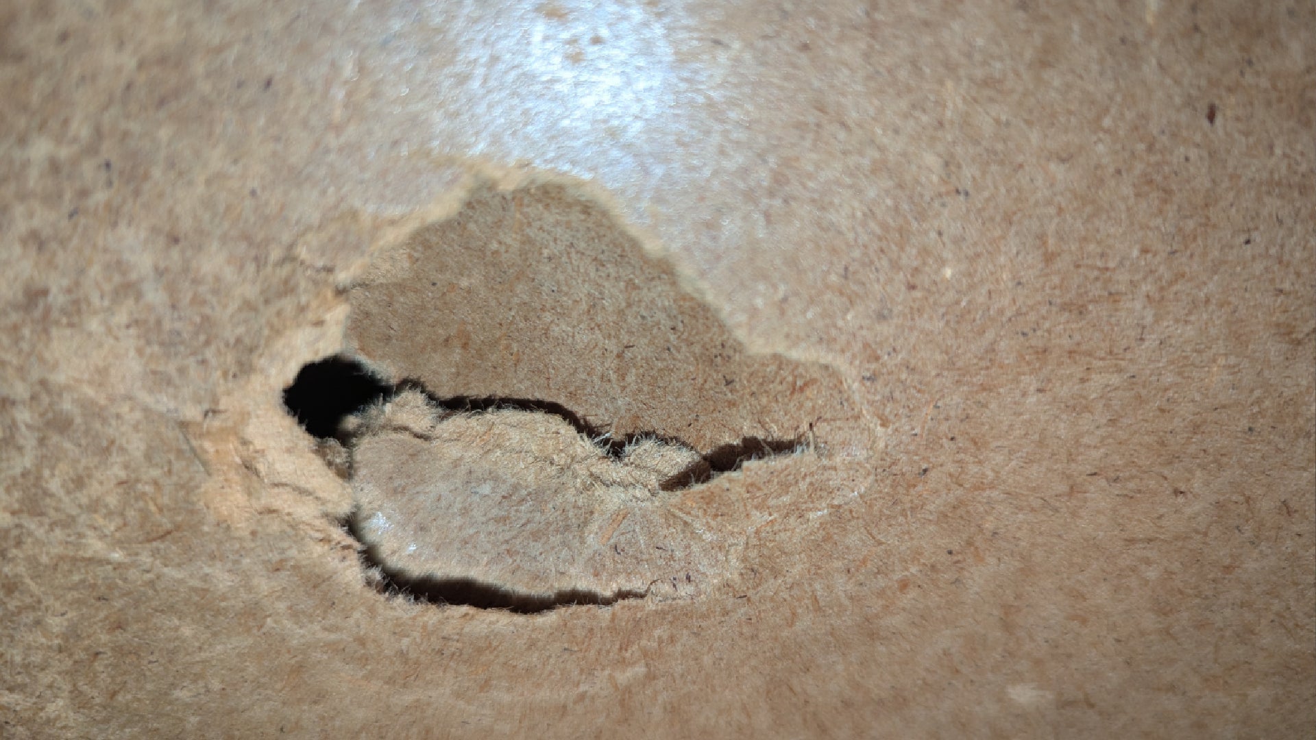 A desk hole made by the Logitech RS H-Shifter.