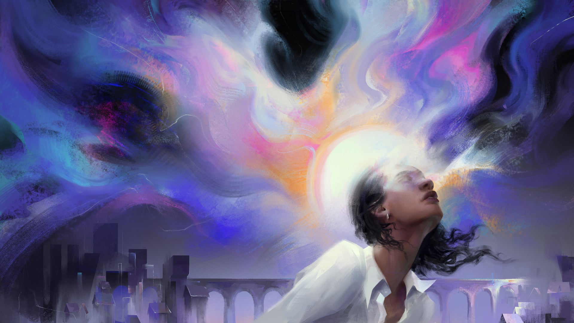 A character in Hopetown having a very Disco Elysium arty thing happen to their head. - 3