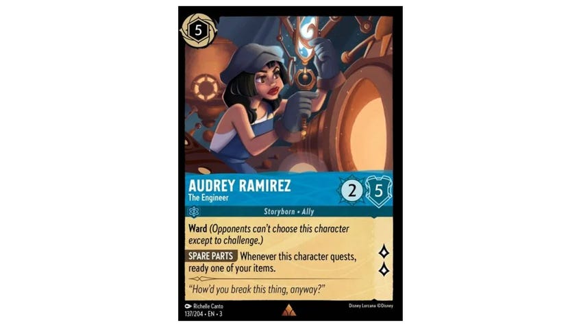 Disney Lorcana card Audrey Ramirez, The Engineer.