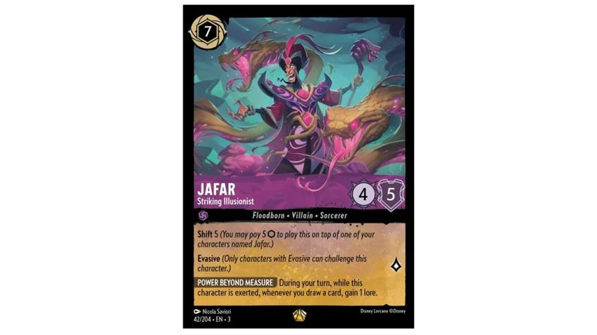 Disney Lorcana Jafar, Striking Illusionist card.