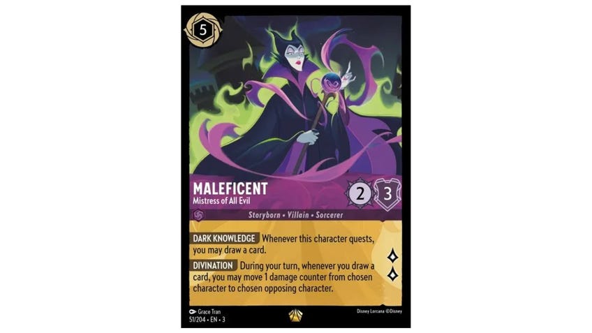 Disney Lorcana Maleficent, Mistress of All Evil.