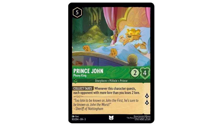 Lorcana card Prince John, Phony King.