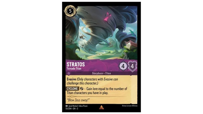 Disney Lorcana Stratos, Tornado Titan card.