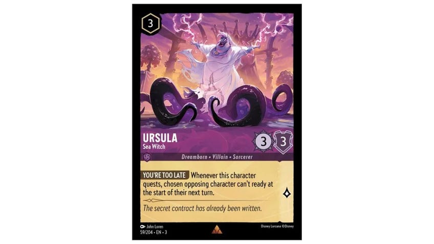 Disney Lorcana Ursula, Sea Witch card.