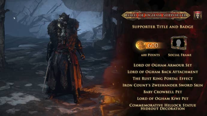 A description of the contents of the Lord of Ogham Path of Exile 2 Supporter Pack.