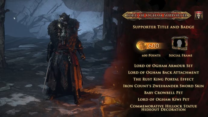 A description of the contents of the Lord of Ogham Path of Exile 2 Supporter Pack.