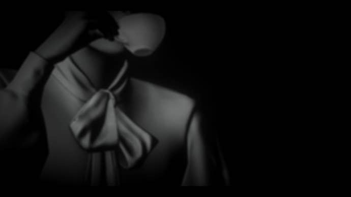 Lorelai and the Laser Eyes screenshot shows a close-up of a woman’s blouse and arm as she sips from a white espresso cup.