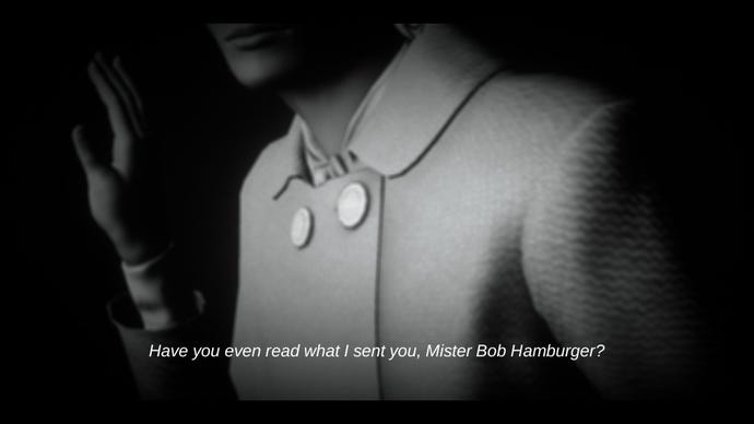 A woman overhears a conversation involving Mr Bob Hamburger in Lorelei And The Laser Eyes