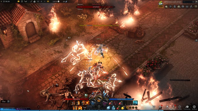 Lost Ark’s Gunslinger class uses an offensive ability against attacking demons.