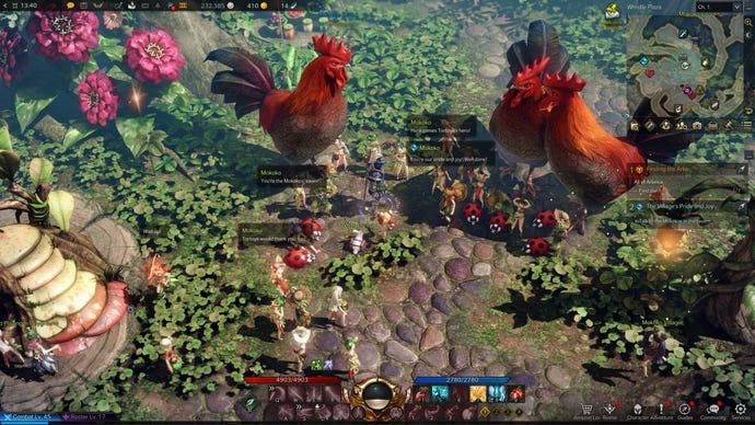 The player character in Lost Ark explores Mokoko Village on Tortoyk island, shrunk down to the size of a borrower