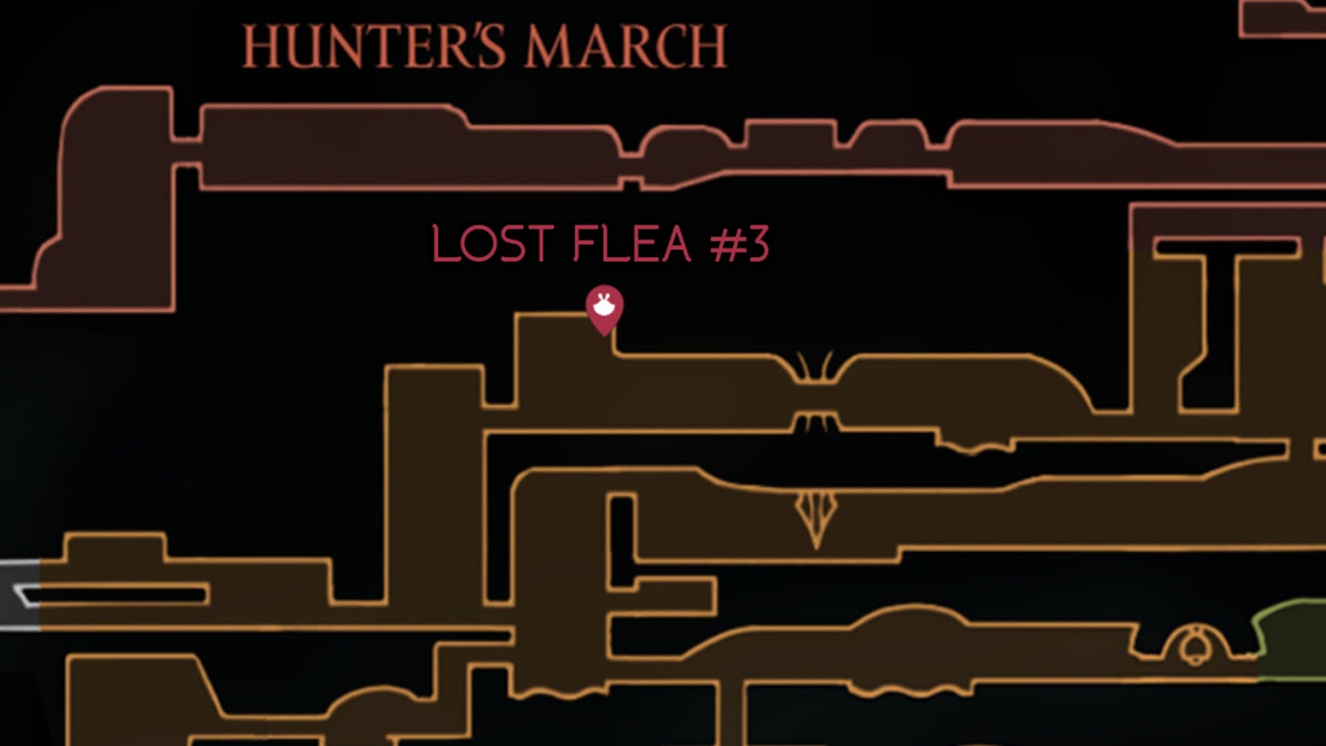 A map showing the location of Lost Flea #3 in Hollow Knight: Silksong. - 8