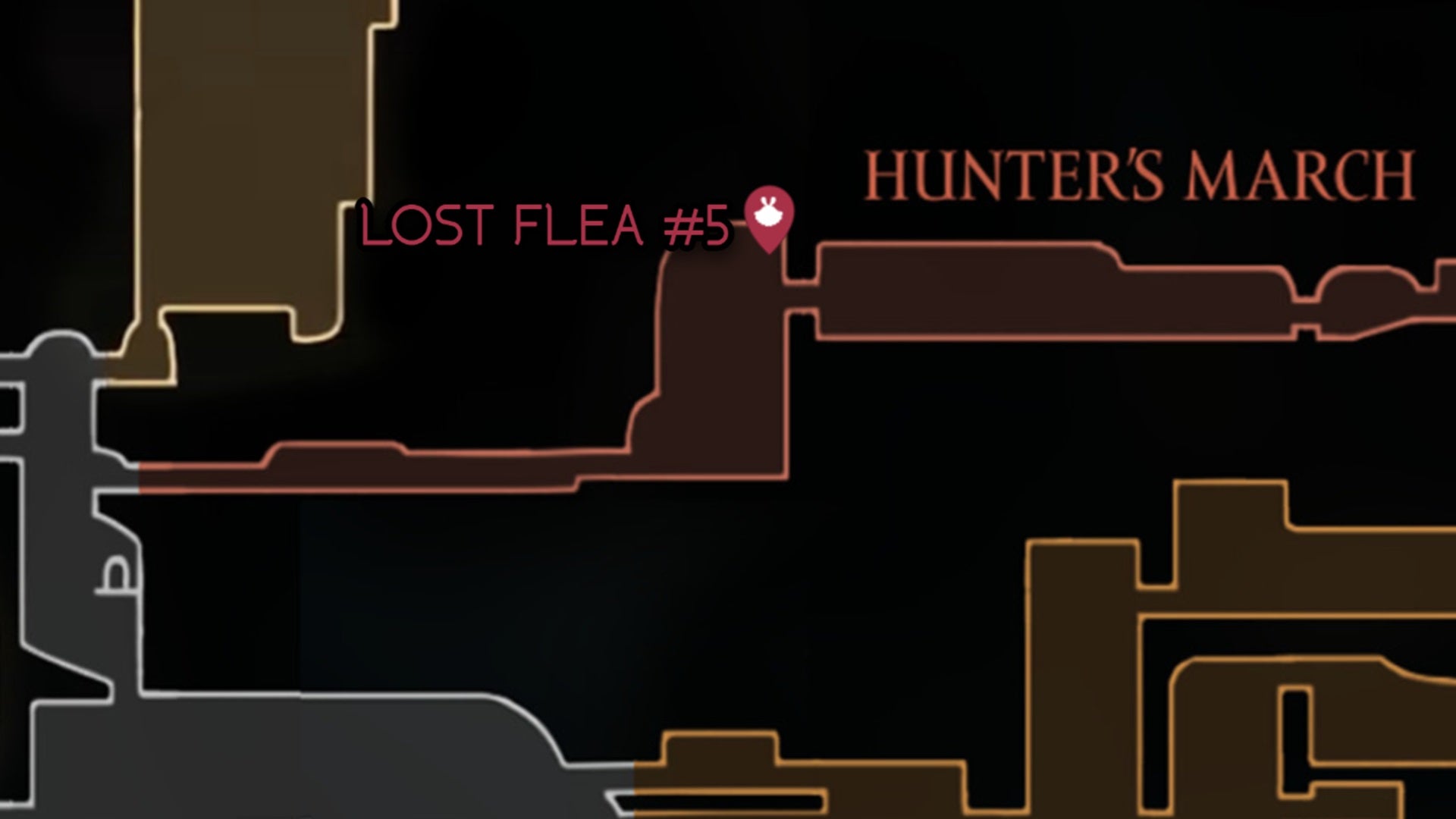 A map showing the location of Lost Flea #5 in Hollow Knight: Silksong. - 12