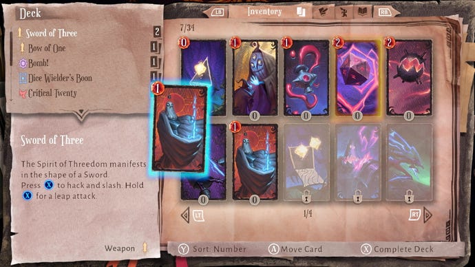 A view of the player’s deck in Lost In Random.