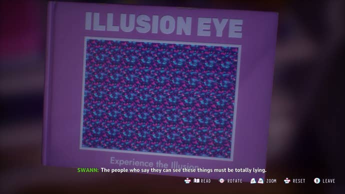 A magic eye book called “Illusion Eye” in Lost Records: Bloom & Rage.