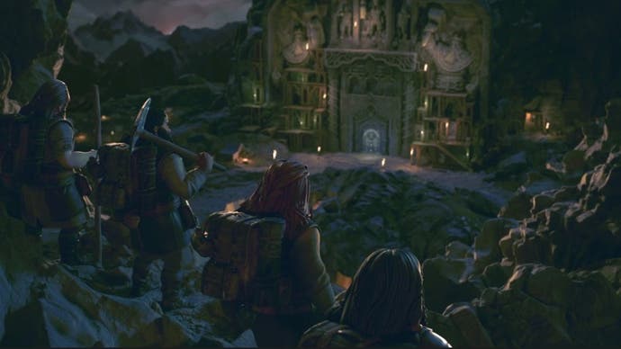 A gang of dwarves arrive at Moria
