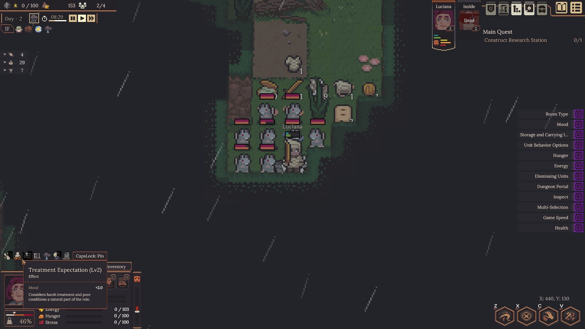 A poor woman and her dead friend getting mobbed by rats in a corner, from Dungeon Settlers.