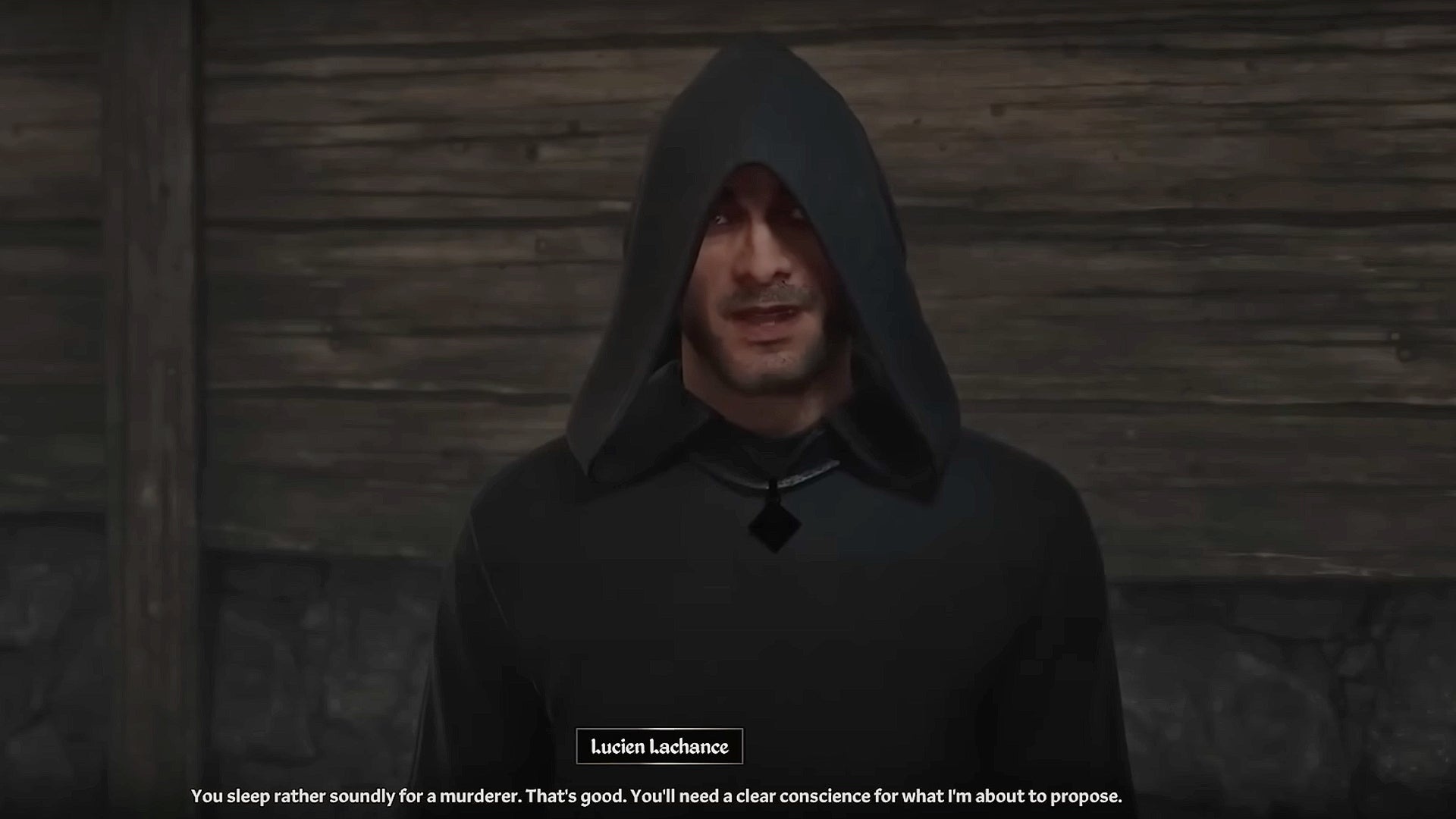 Lucien Lachance, a creepy hooded NPC member of the Dark Brotherhood in The Elder Scrolls IV: Oblivion Remastered. - 4
