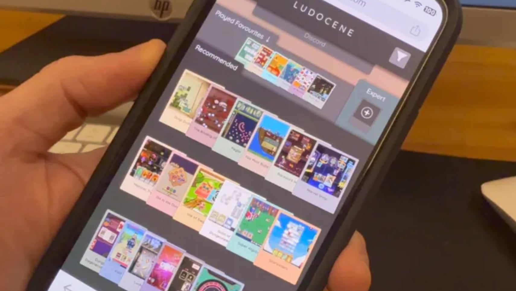 The Ludocene app providing some game reccondenations on a phone. - 1