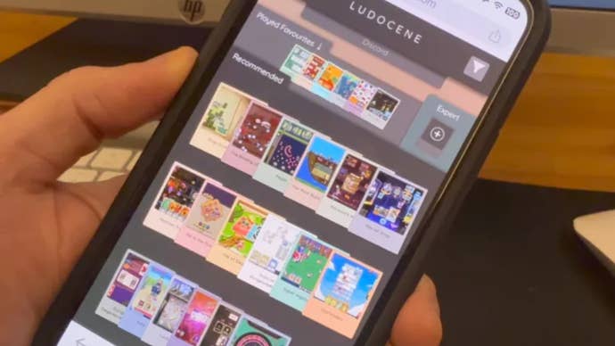 The Ludocene app providing some game reccondenations on a phone.