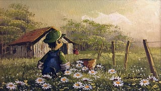 Artist adds video game and sci-fi characters to thrift store paintings