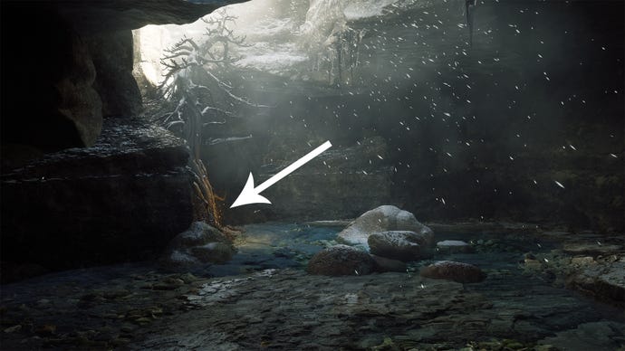 A pond with Luojia Fragrant Vines in Black Myth Wukong.