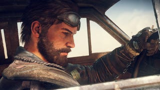 Close up of Max driving a car from Mad Max video game