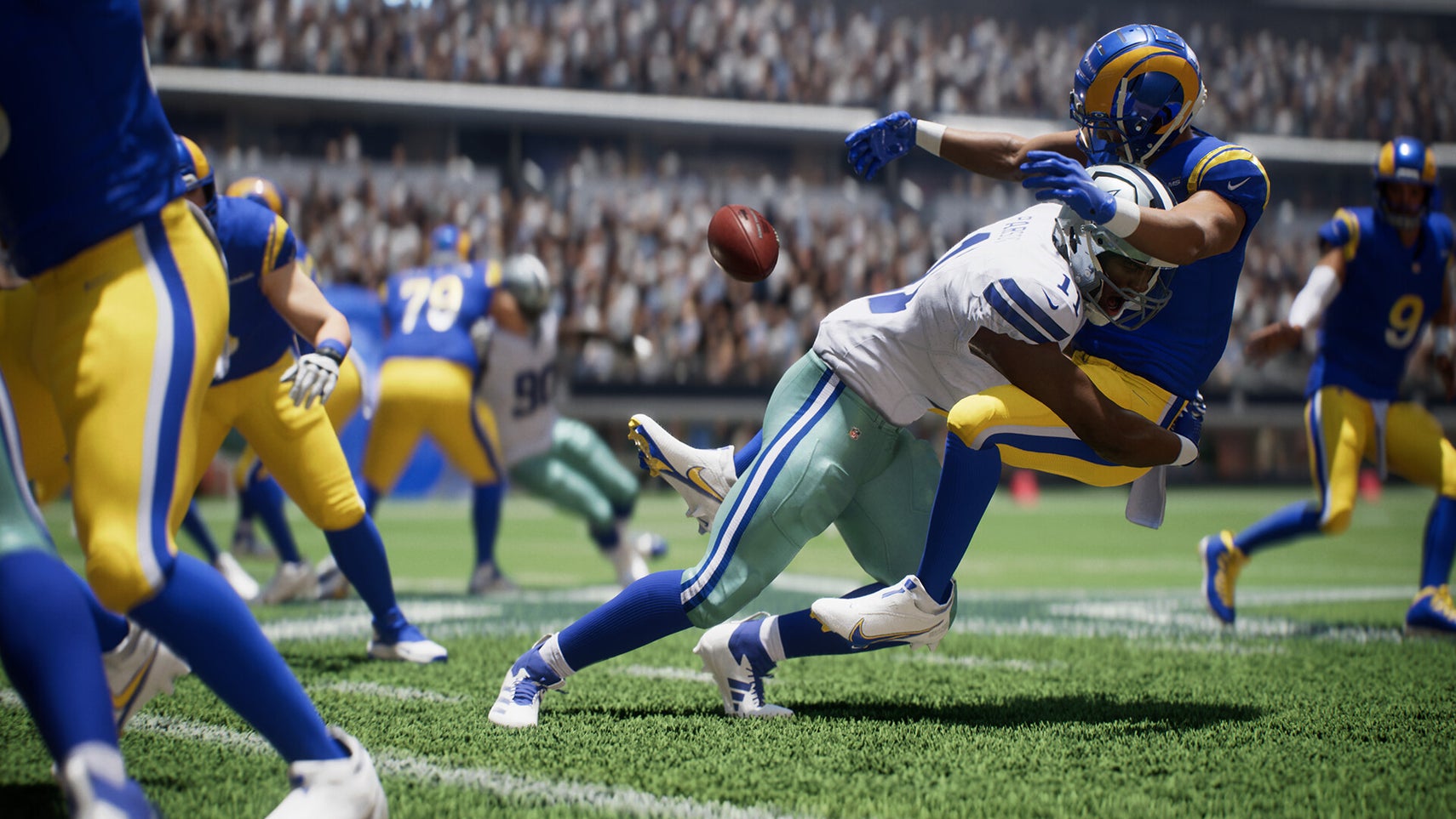 A player being tackled in Madden 25. - 1