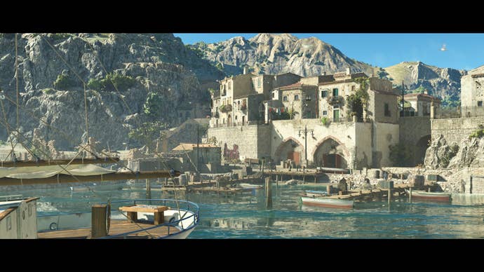 A Mafia: The Old Country Screenshot. A beautiful Sicilian Port Town.