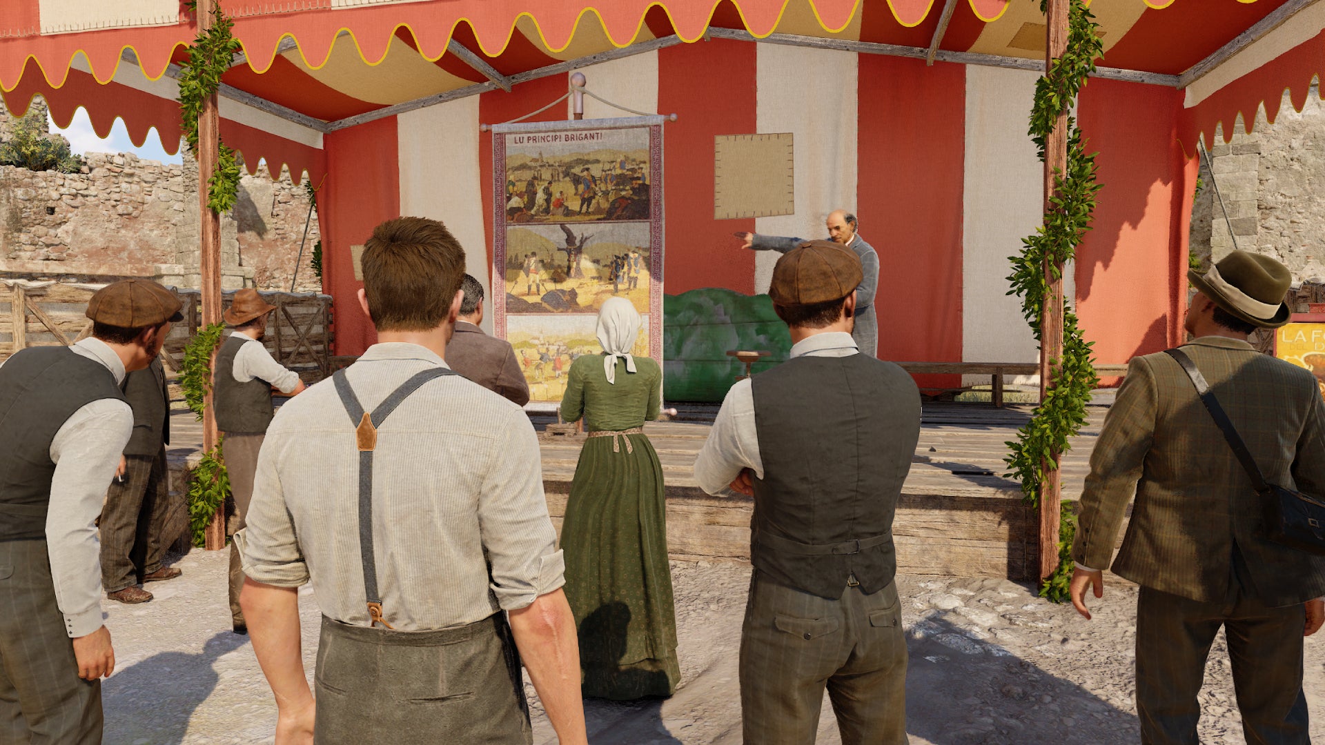 A performer reciting a local legend in Mafia: The OId Country. - 4