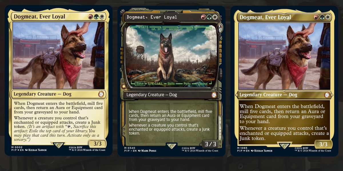 Magic: The Gathering's Fallout crossover includes TCG forms of Dogmeat, radstorms, Caesar and the Mothman | Dicebreaker Magic: The Gathering's Fallout crossover includes TCG forms of Dogmeat, radstorms, Caesar and the Mothman | Dicebreaker