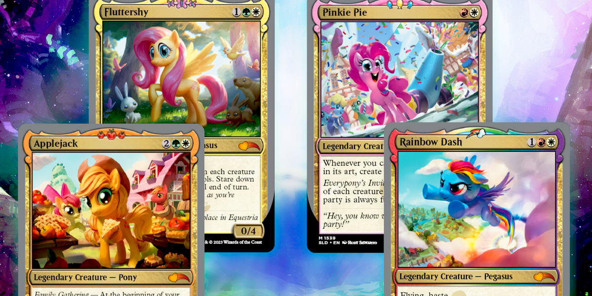 My Little Pony's return to Magic: The Gathering brings Rainbow Dash, Applejack and more to a charity drop | Dicebreaker My Little Pony's return to Magic: The Gathering brings Rainbow Dash, Applejack and more to a charity drop | Dicebreaker
