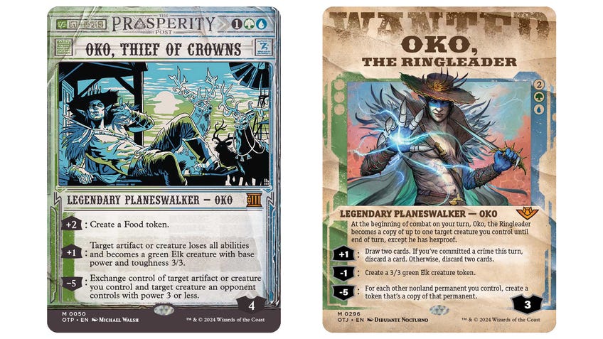 Magic: The Gathering cards - Oko, Thief of Crowns and Oko, the Ringleader - Wanted.