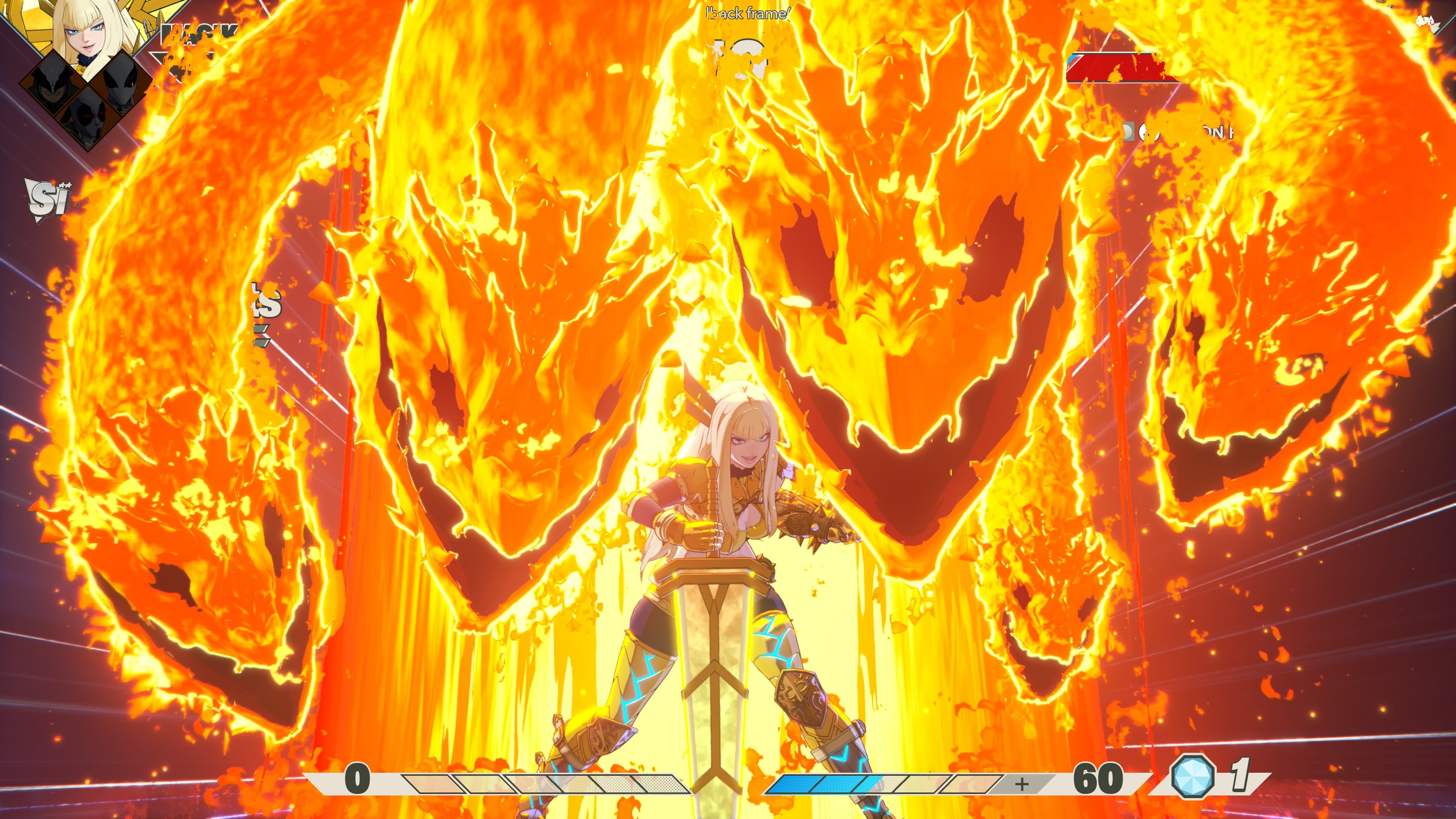 Magik doing one of her super moves in Marvel Tokon